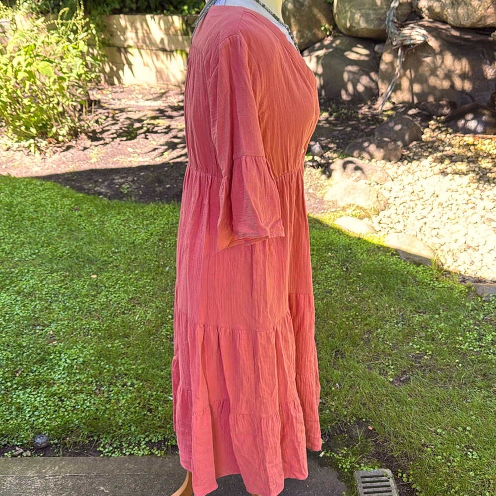 CHELSEA & THEODORE COTTON RUFFLES MIDI DRESS- S- NWT ! πππ - Picture 8 of 10